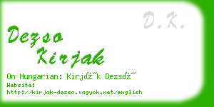 dezso kirjak business card